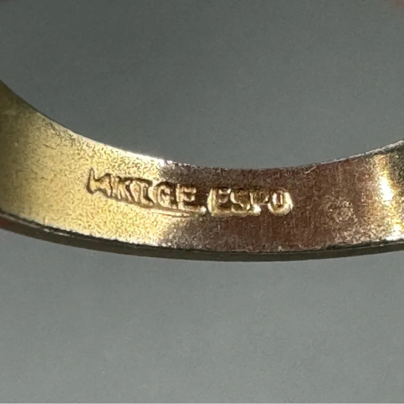 Vintage Tiger Eye Cocktail Ring Marked 14K GE ESPO - Picture 5 of 13